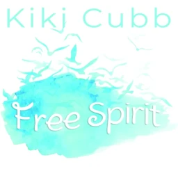 A song cover art image with the words "Kiki Cubb" and "Free Spirit" in an aqua and white color combination